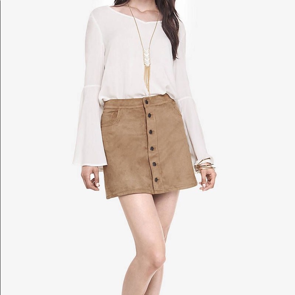 Faux suede tan mini skirt
